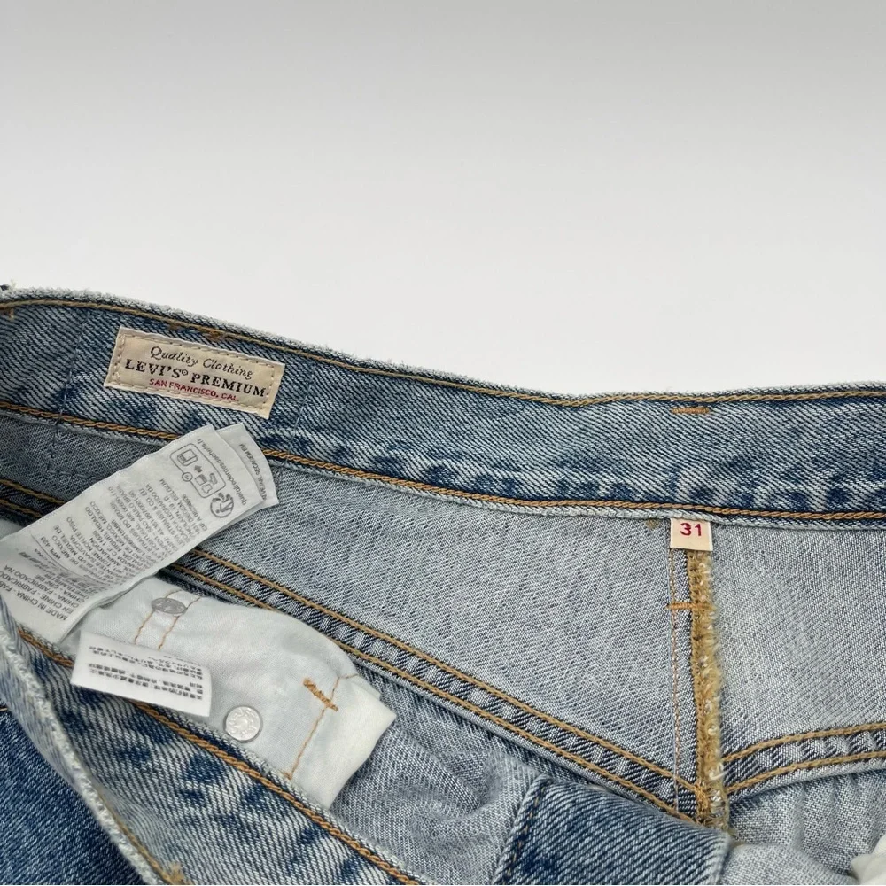 Levi's Premium Button Midi Jean Denim Skirt Size 31 Patch Design 100% Cotton New - Picture 12 of 16